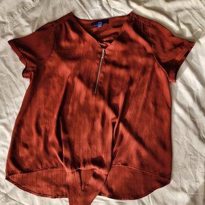 Apt. 9 Blouse with Zippered Front and Front Tie Size Large